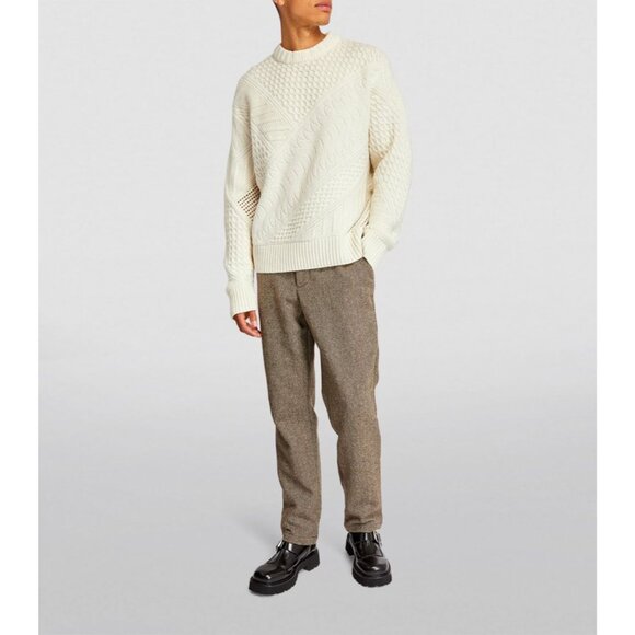 J. Lindeberg Savio Waffle Knit Crew Neck Sweater in Cream - Picture 2 of 4